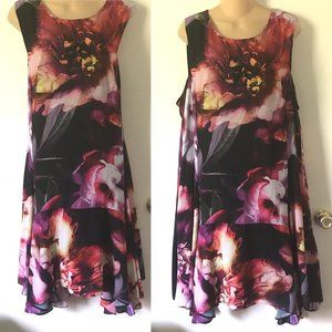 Julia Jordan Black Floral Print Dress Plus 16w NWT